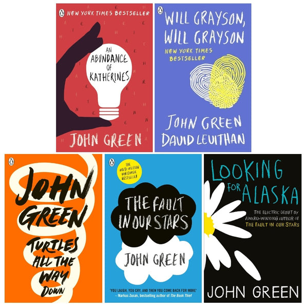 John Green Collection 5 Books Set (Looking for Alaska, The Fault in Our Stars, An Abundance of Katherines, Will Grayson, Will Grayson, Turtles all the Way Down)