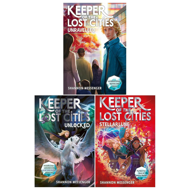 Keeper of the Lost Cities Series 3 Books Set by Shannon Messenger (Unlocked, Stellarlune, Unravelled)
