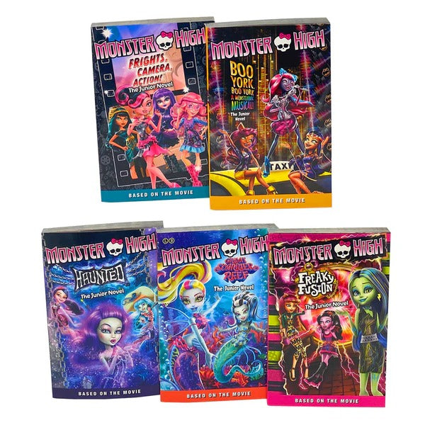 Monster High Junior Novel Collection 5 Books Set Boo York, Boo York Haunted Freaky Fusion Frights Camera Action Great Scarrier Reef