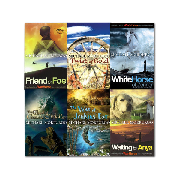 Michael Morpurgo Collection 6 Books Set Waiting for Anya, Friend or Foe, The War of Jenkins Ear, Twist of Gold, White Horse of Zennor, Ghost of Grania O'Malley