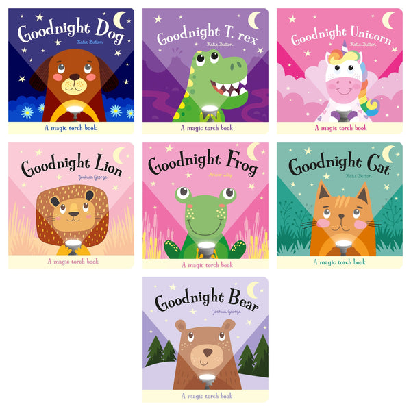 Magic Torch Books 7 Books Collection Set (Goodnight Bear, Goodnight T. Rex, Goodnight Unicorn, Goodnight Lion, Goodnight Frog, Goodnight Cat, Goodnight Dog)