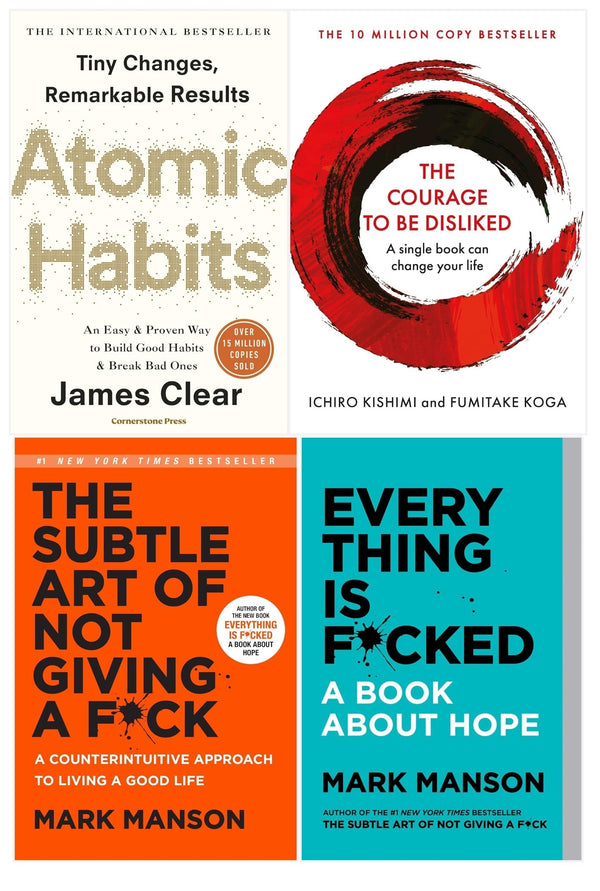 The Subtle Art of Not Giving a F*ck, Everything is F*cked, Atomic Habits and The Courage to Be Disliked 4 Books Set