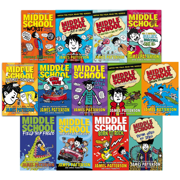 Middle School by James Patterson 13 Books Collection Set Escape to Australia, Field Trip Fiasco