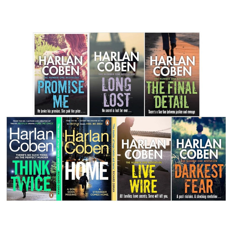 Harlan Coben Myron Bolitar Series Collection 7 Books Set (Books 6-12) The Final Detail, Darkest Fear, Promise Me, Long Lost, Live Wire, Home, Think Twice