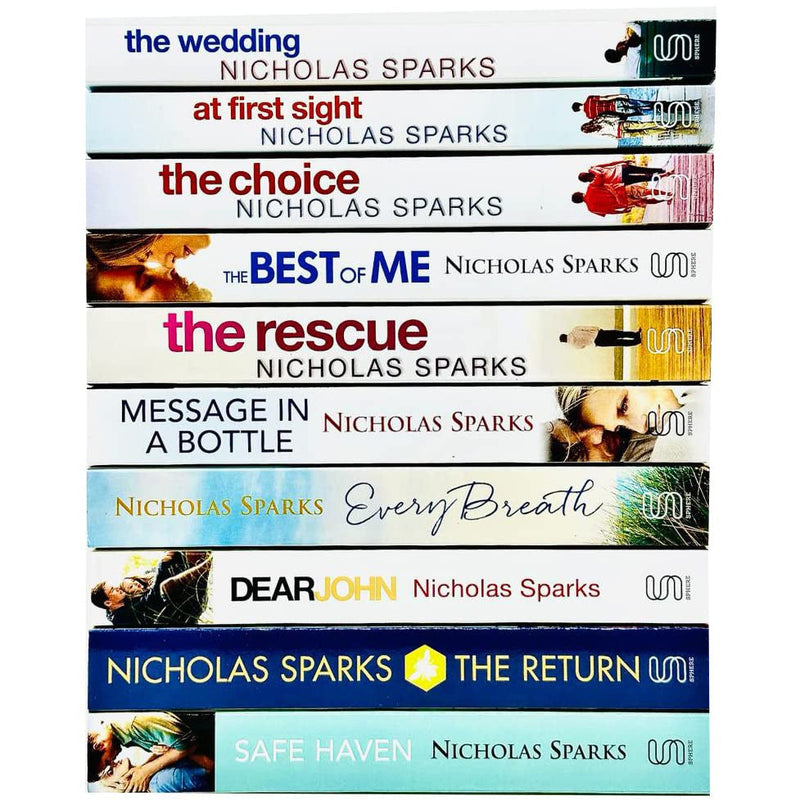 Nicholas Sparks Collection 10 Books Set (The Wedding, At First Sight, The Choice, The Best Of Me, The Rescue, Message In A Bottle, Every Breath, Dear John, The Return, Safe Haven)