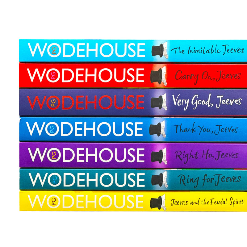 Jeeves and Wooster Series by P.G. Wodehouse Collection 7 Books Set (The Inimitable Jeeves, Carry On Jeeves, Very Good Jeeves, Thank You Jeeves, Right Ho Jeeves, Ring for Jeeves, Jeeves and the Feudal Spirit)