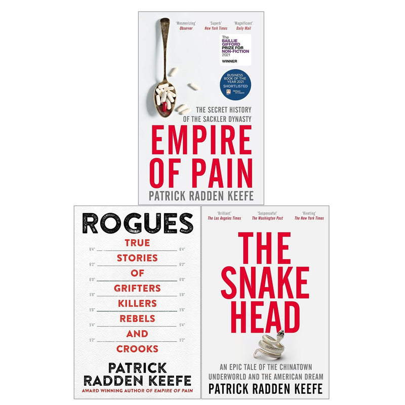 Patrick Radden Keefe 3 Books Collection Set (Rogues, The Snakehead, Em