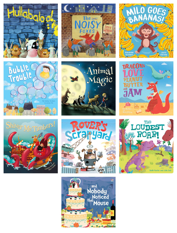 Imagine That Picture Storybooks 10 Books Collection Set (Hullabaloo!, Bubble Trouble, Milo Goes Bananas!, The Noisy Foxes, The Loudest Roar! + More)
