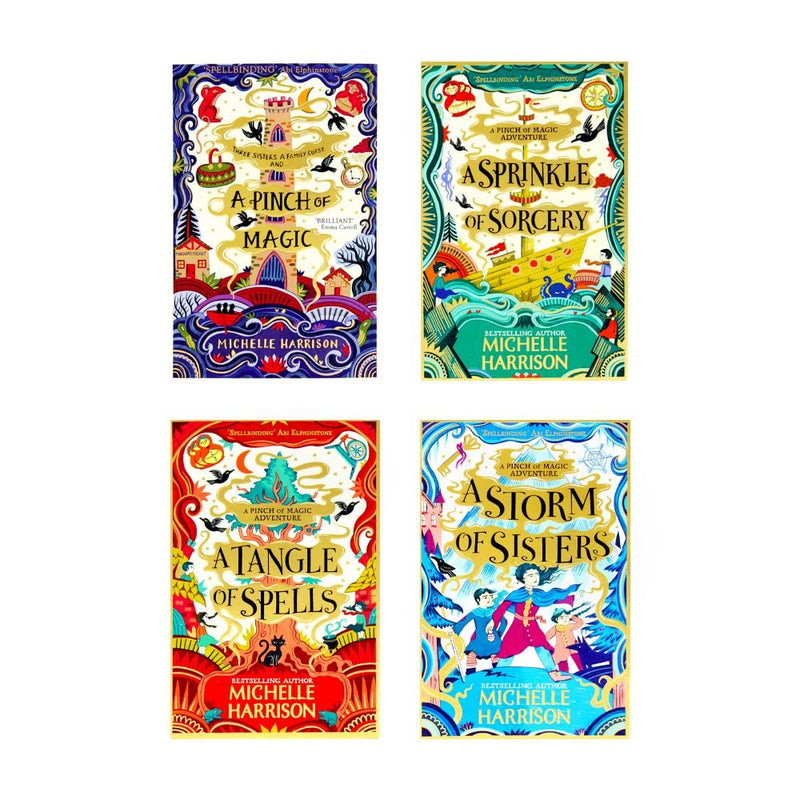 Michelle Harrison A Pinch of Magic Adventure Collection 4 Books Set (A Tangle Of Spells, A Pinch of Magic, A Sprinkle of Sorcery, A Storm Of Sisters)