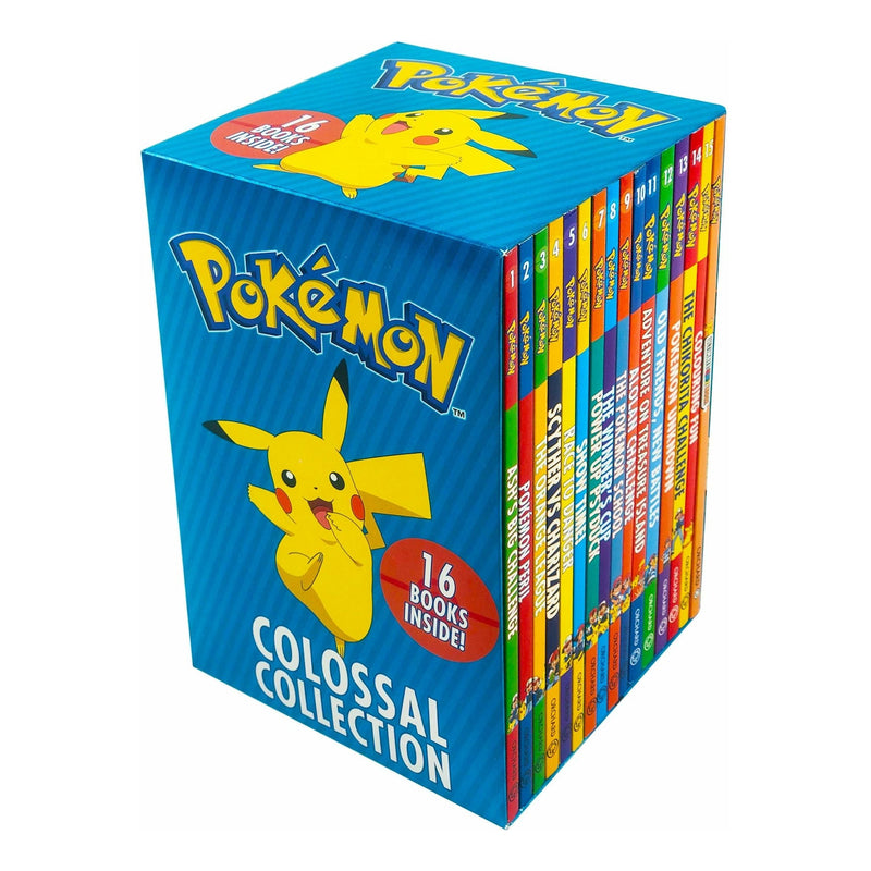 Pokemon Colossal Collection 16 Books Box Set (Ash's Big Challenge, Pokemon Peril, The Orange League, Scyther vs Charizard, Race to Danger, Show Time, Power Up Psyduck, Winners Cup, Pokemon School & More)