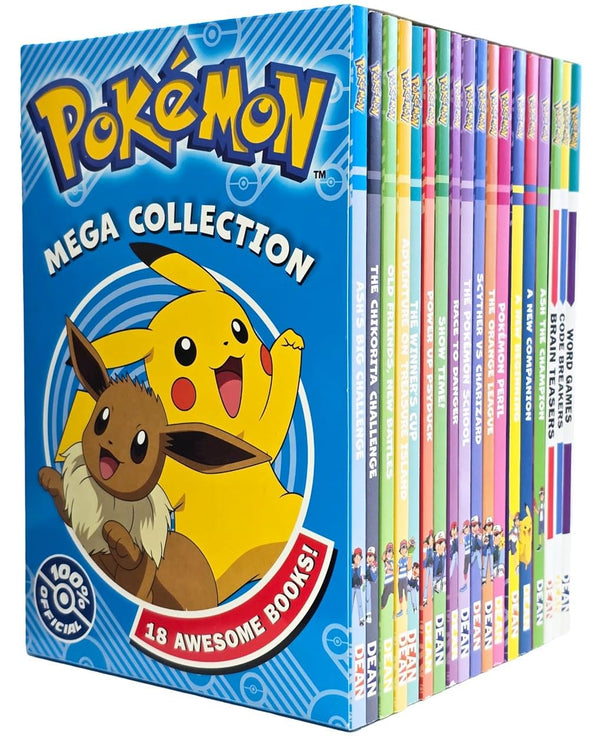 Pokemon Mega Collection 18 Books Box Set (Word Games, Code Breakers, Brain Teasers, Ash The Champion, A New Companion, A New Beginning, Pokemon Peril, The Orange League, Show Time! & 9 more...)