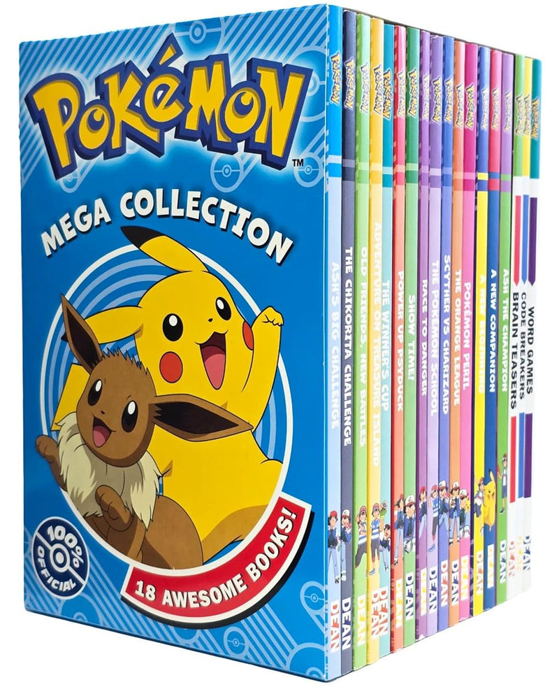 Pokemon Mega Collection 18 Books Box Set (Word Games, Code Breakers, Brain Teasers, Ash The Champion, A New Companion, A New Beginning, Pokemon Peril, The Orange League, Show Time! & 9 more...)