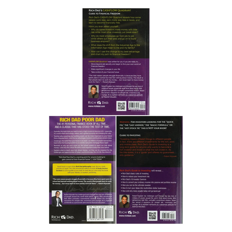 Robert T. Kiyosaki Classics 3 Books Collection Box Set (Rich Dad Poor Dad, Cashflow Quadrant, Guide to Investing)