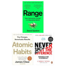 Range, Never Split the Difference and Atomic Habits 3 Books Set