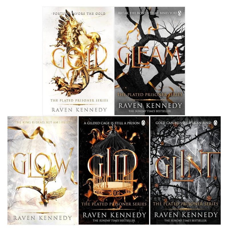 The Plated Prisoner Series 5 Book Collection by Raven Kennedy Gild, Glint, Gleam, Glow & Gold – Dark Fantasy Romance Romantasy Series