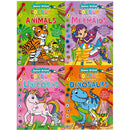 Junior Artist Colour By Numbers 4 Books Collection Set For Childrens Skills Development Dinosaurs, Unicorn, Mermaid, Animals