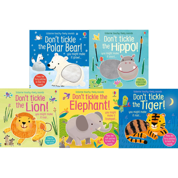 Usborne Don't Tickle Wildlife Series 1 Collection 5 Books Set (Touchy-Feely Sound Books) Elephant, Lion, Tiger, Hippo, Polar Bear