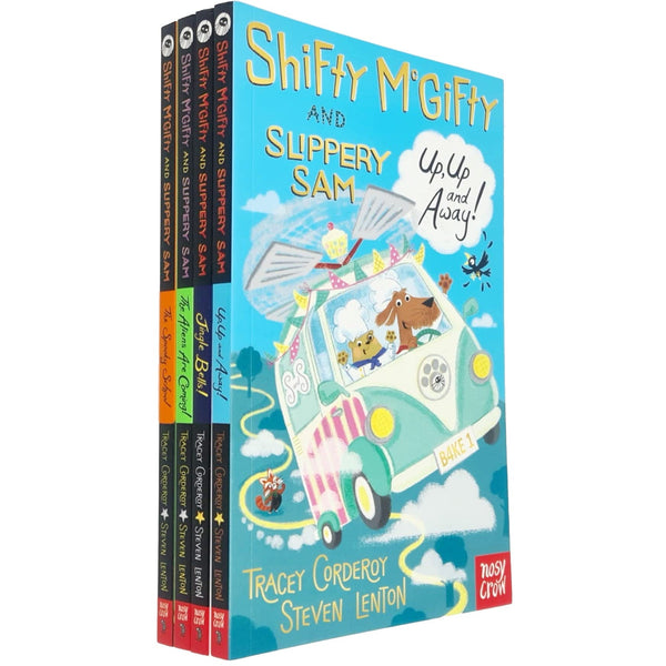 Shifty McGifty and Slippery Sam Collection 4 Books Set By Tracey Corderoy (Jingle Bells, The Spooky School, Up Up and Away & The Aliens Are Coming)