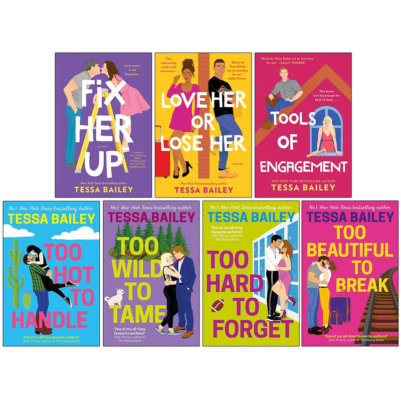 Tessa Bailey Hot And Hammered & Romancing the Clarksons Series 7 Books Collection Set (Fix Her Up, Love Her or Lose Her, Tools of Engagement, Too Hot to Handle, Too Wild to Tame & More)