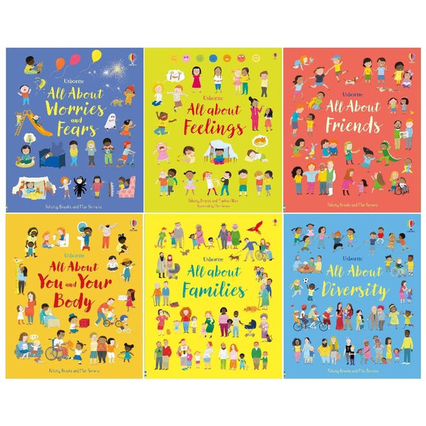 Usborne All About Feelings Friends And Families My First Books 6 Books Set By Felicity Brooks (All About Feelings, All About Families, All About Diversity, All About Friends, Worries and Fears, You and Your Body)