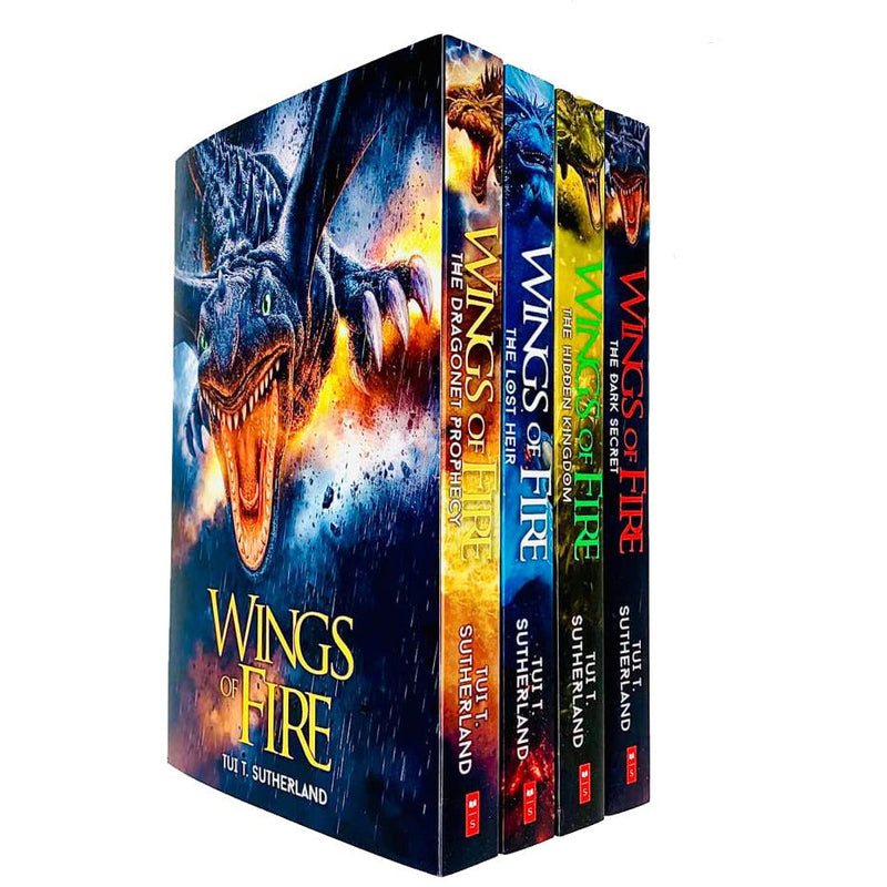 Wings of Fire Series Books 1 - 4 Collection Set by Tui T Sutherland (Dragonet Prophecy, The Lost Heir, The Hidden Kingdom & The Dark Secret)