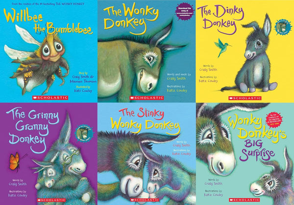 The Wonky Donkey Series 6 Books Collection Set by Craig Smith (The Wonky Donkey, The Stinky Wonky Donkey, Wonky Donkey's Big Surprise, Willbee the Bumblebee, Grinny Granny Donkey, The Dinky Donkey)
