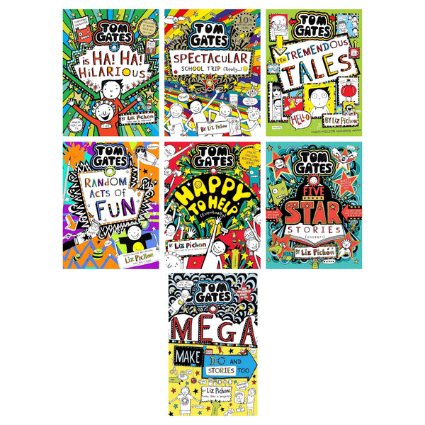 Tom Gates Series 7 Books Collection Set By Liz Pichon (Mega Make and Do and Stories Too, Spectacular School Trip (Really.), Ten Tremendous Tales, Random Acts of Fun, Happy to Help, Five Star Stories, Ha Ha Hilarious)