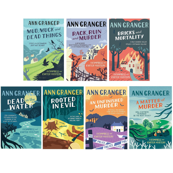 Ann Granger Campbell Carter Mystery 7 Books Collection - Mud Muck and Death Things, Bricks and Mortality, Rack Ruin and Murder, Rooted in Evil