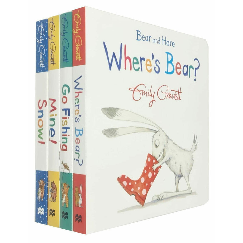 Bear and Hare Series 4 Books Collection Set By Emily Gravett (Bear and Hare Mine!, Where&
