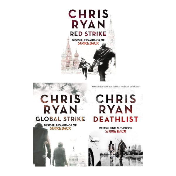 Chris Ryan Strike Back Thriller 3 Books Collection Set - Deathlist, Global Strike, Red Strike
