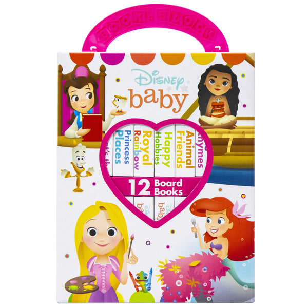 Disney Baby Princess Cinderella, Belle, Ariel, and More! - My First Library Board Book Block 12 Book Set - First Words, Colors, Numbers, and More!