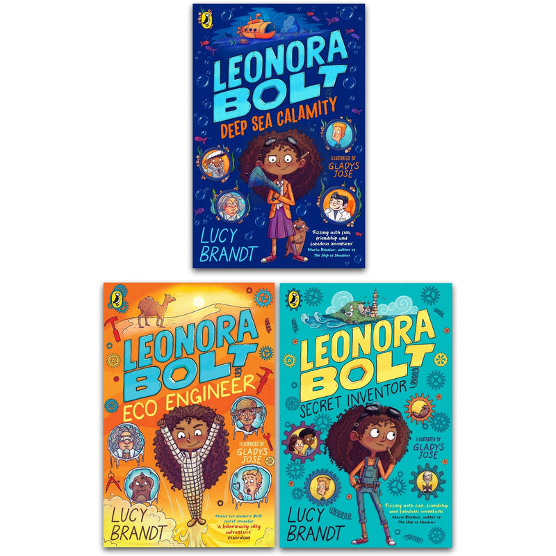 Leonora Bolt Series 3 Books Set by Lucy Brandt (Secret Inventor, Deep Sea Calamity, Eco Engineer)